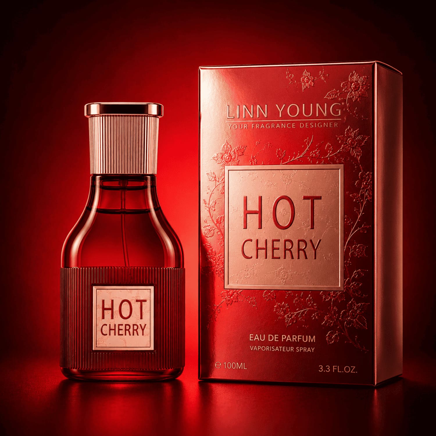 Flacon et étui du parfum Hot Cherry Linn Young, eau de parfum femme et homme